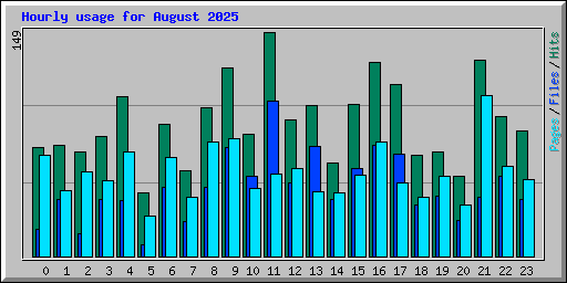 Hourly usage for August 2025